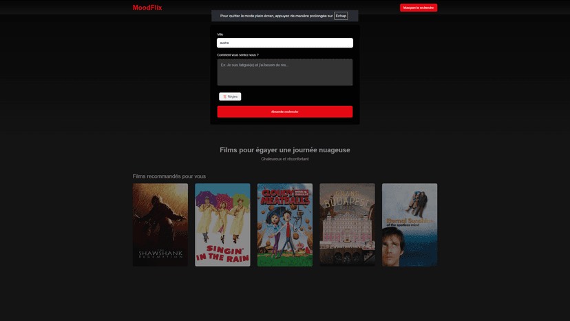 Moodflix l'application de recommandation de films